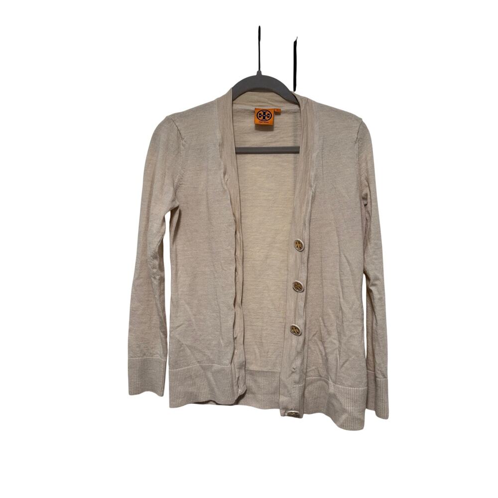 Tory Burch Beige Merino Wool Button Cardigan M - Picture 1 of 10
